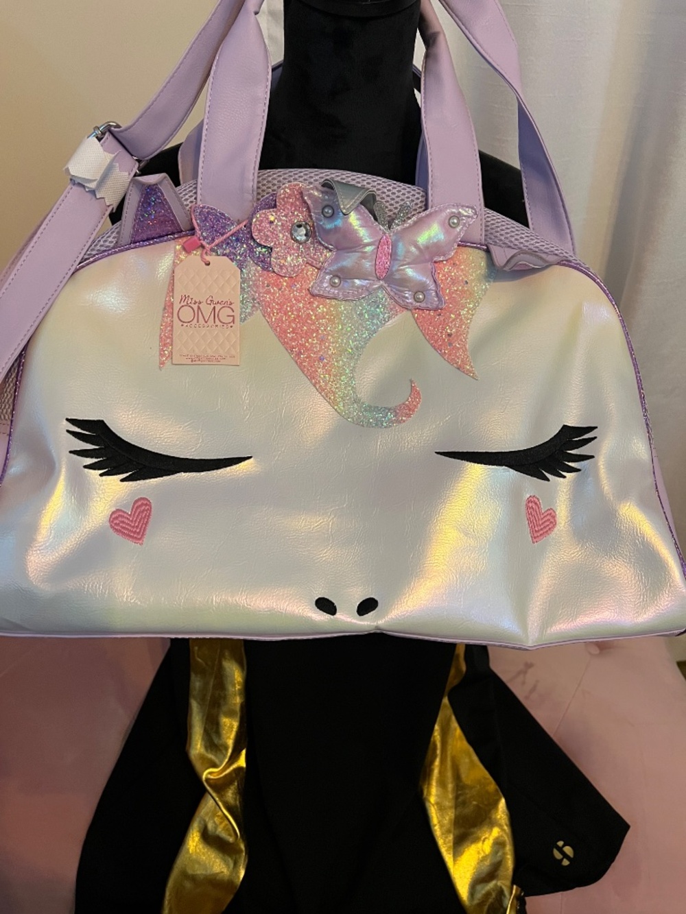 OMG Accessories Purple Miss Gwen Glitter Flower Crown Unicorn Duffle Bag (1of2)
